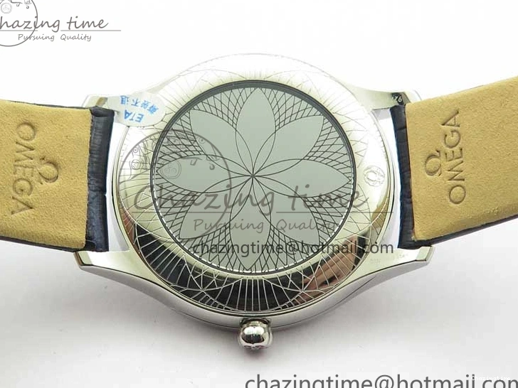 0701 UrbanChic Ladies’ De Ville Trésor Diamond SS 3AF 1:1 Best Edition Black MOP Dial On Black Leather Strap Swiss Quartz 7878